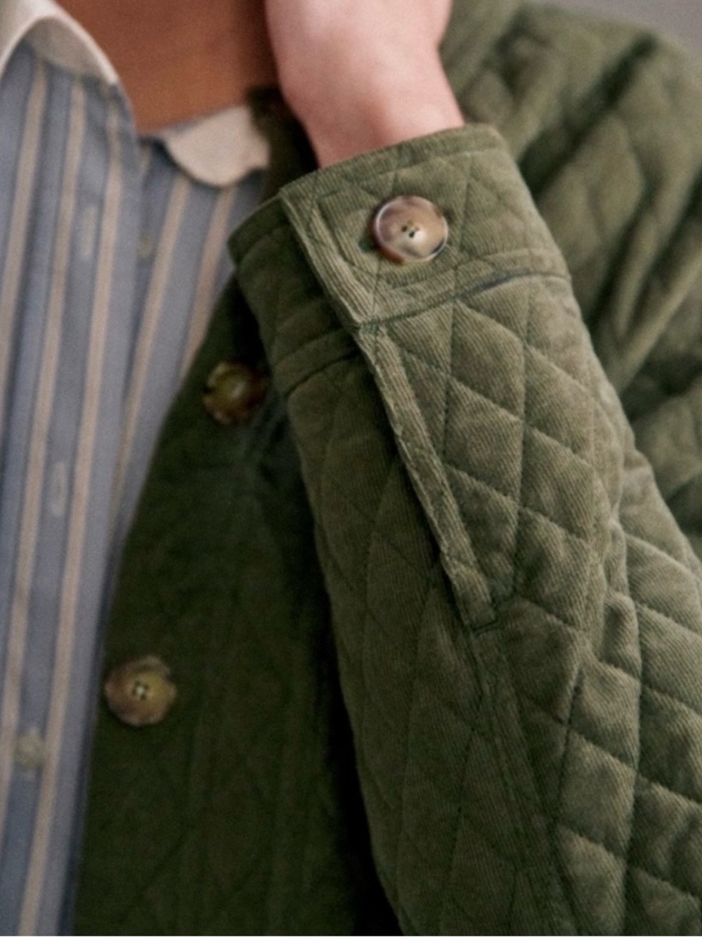 Sezane Will Jacket Quilted Olive Green Small NWT - Picture 7 of 8